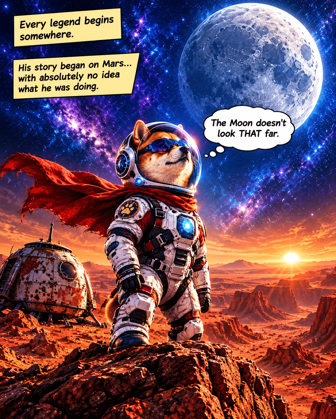 Episode 01: Marsbound. Every legend begins somewhere. His story began on Mars… with absolutely no idea what he was doing. The Moon doesn't look THAT far.